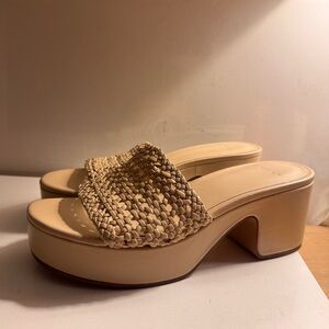 Vince Tan Woven Platform Shoes